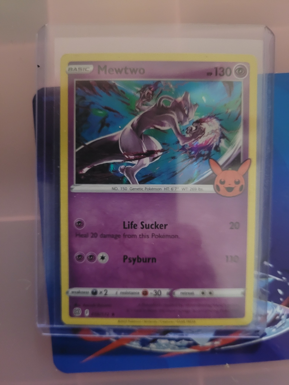 Pokemon Mewtwo Trading Card Purple Yellow